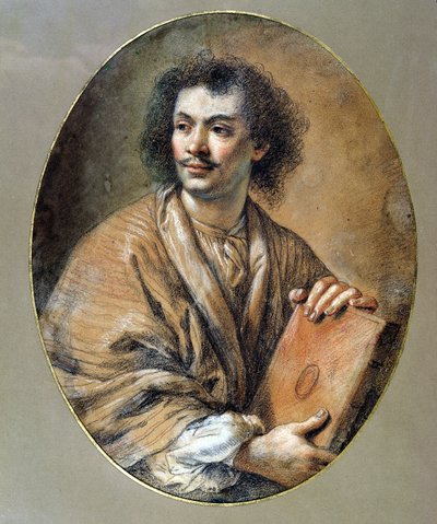 Retrato de Molière (1622-73) (giz preto e vermelho sobre papel) de Claude Lefebvre